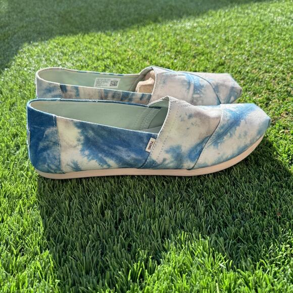 Toms Alpargata Classic Flat Shoes Tie Dyed Slip On Blue White Womens Size‎ 10 - Picture 1 of 10